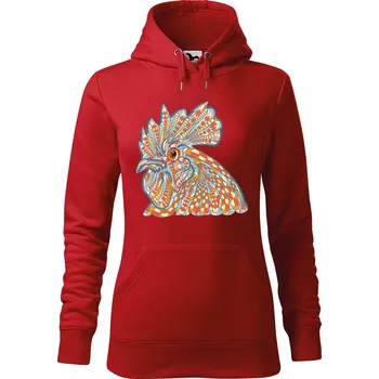 Dámská mikina DOBRÝ TRIKO Dámská mikina s potiskem Hlava kohouta Velikost dámské mikiny: L, Barva: Červená
