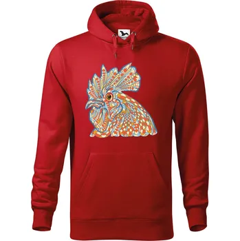 Pánská mikina DOBRÝ TRIKO Pánská mikina s potiskem Hlava kohouta Velikost pánské mikiny: 4XL, Barva: Červená