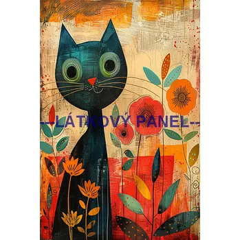 Látkový panel - Kočka - KČ-241 Velikost: 20x13cm, Materiál: Bavlna