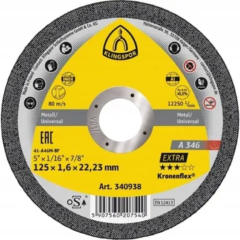 Řezný kotouč Řezný kotouč na kov Klingspor 340938 125 x 22,2 mm