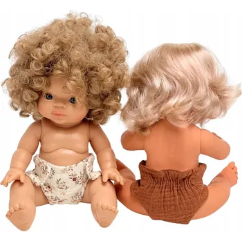 Doplněk pro panenku Mušelínové pleny pro panenky Miniland 38 cm a Minikane 34 cm, skořice a cín