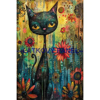 Látkový panel - Kočka - KČ-235 Velikost: 40x27cm, Materiál: Teplákovina nepočesaná