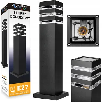 Venkovní osvětlení Kvadratický osvětlovací sloupek Masterled E27 51 cm černý