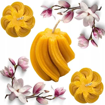 Svíčka Dekorativní svíčka z včelího vosku Miodowy Miód i Bursztyn 3 ks