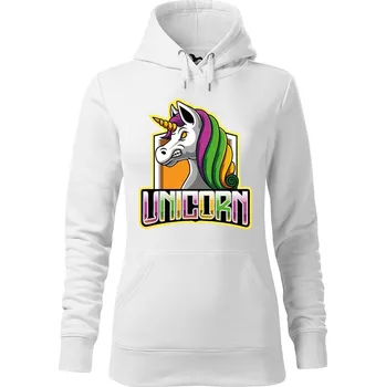 Dámská mikina DOBRÝ TRIKO Dámská mikina s potiskem Naštvaný jednorožec Velikost dámské mikiny: XL, Barva: Bílá