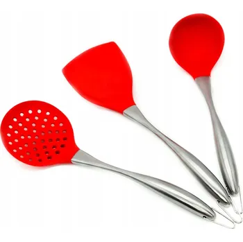 Silikonové Kuchyňské Nářadí Odolné Sada 3 Kusů Červená Barva
