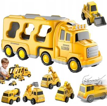 autíčko STAVEBNÍ NÁKLADNÍ AUTO HRAČKA PRO DĚTI 7V1 SADA BAGR BULDOZER