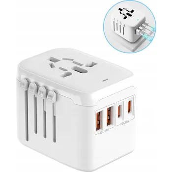 Cestovní adaptér – pro 150+ zemí, 20 W, 2× USB-C & 2× USB-A