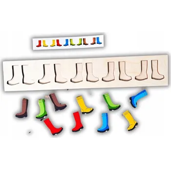 Dřevěná hračka Barevné holínky - dřevěná skládačka k obkreslování