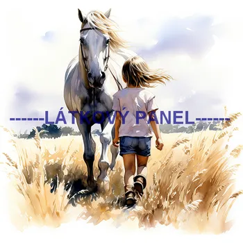 Látkový panel - Kůň a děti - KON - 105 Velikost: 15x15cm, Materiál: Kočárkovina