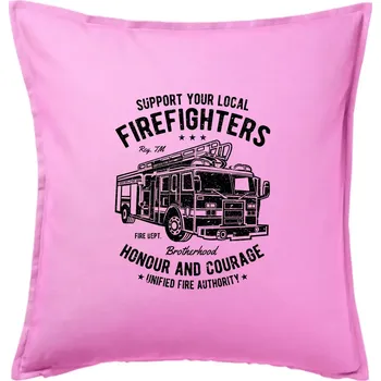 Polštář Fire Fighters Truck - Polštář 50x50 - 50x50 - Pouze potah ( Růžová )