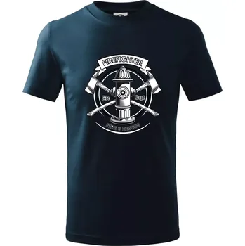 Firefighter logo Fire and rescue - Tričko dětské bavlněné - 98 cm / 2 roky ( Námořní modrá (velmi tmavá - téměř černá) )