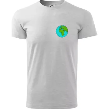 Pánské tričko Planeta na prsu - Afrika a Evropa - Triko extra velké (5-8XL) - 7XL ( Světlešedý Melír )