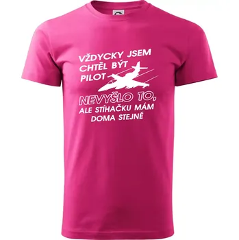 Pánská móda Chtěl jsem být pilot stíhačku mám doma - Klasické pánské triko vyšší gramáže - 2XL ( Purpurová )