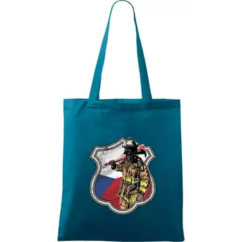 Hasič erb - Česká vlajka - Taška bavlněná - 42 x 38 cm ( Petrolejová )