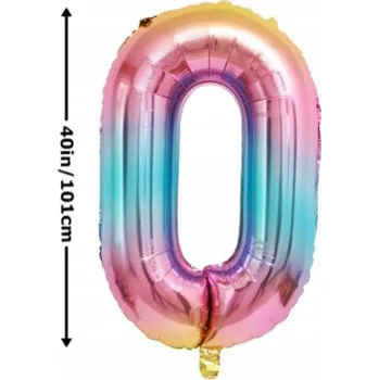 Balónek FÓLIOVÝ BALÓNEK ČÍSLICE 0 NAROZENINY OSLAVA PÁRTY MULTIKOLOR 100 CM (40 PALCŮ)