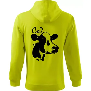 Pánská mikina Zmatená kráva - Mikina s kapucí na zip trendy zipper - 3XL ( Limetková )