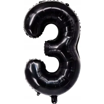 Balónek Fóliový balónek ČÍSLICE 3 Černý - Velká černá číslice k narozeninám, plnitelný heliem, 81 cm