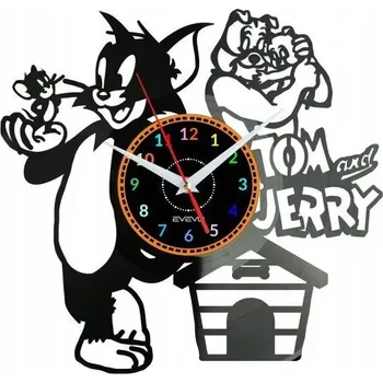 Hodiny TOM A JERRY NÁSTĚNNÉ HODINY DEKORATIVNÍ MODERNÍ VINYLOVÁ DESKA