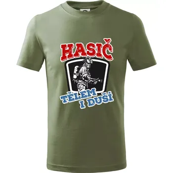 Chlapecké tričko Hasič tělem i duší - Tričko dětské bavlněné - 146 cm/10 let ( Khaki )