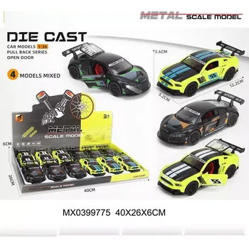 Hračka Kovové závodní autíčko 1:36 s otevíracími dveřmi a pull-back pohonem