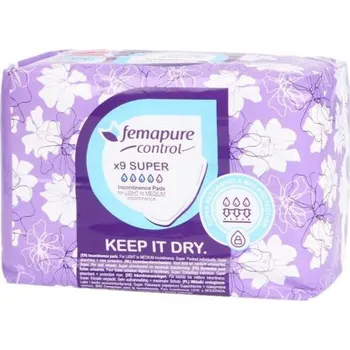 FEMAPURE CONTROL Hygienické vložky SUPER 9 ks - Inkontinence