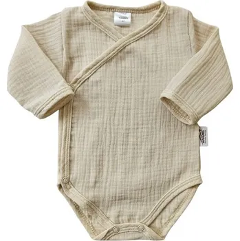 Makoma Mušelínové body zavinovací dlouhý rukáv BÉŽOVÉ - 68