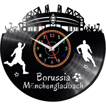 Hodiny BORUSSIA MÖNCHENGLADBACH HODINY NÁSTĚNNÉ DEKORATIVNÍ MODERNÍ VINYLOVÁ DESKA