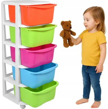 Úložný box Koš na hračky Gockowiak, vícebarevný, 5 zásuvek, plast