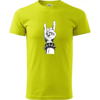 Pánské tričko Rock ruka s náramkem - Klasické pánské triko vyšší gramáže - XL ( Limetková )