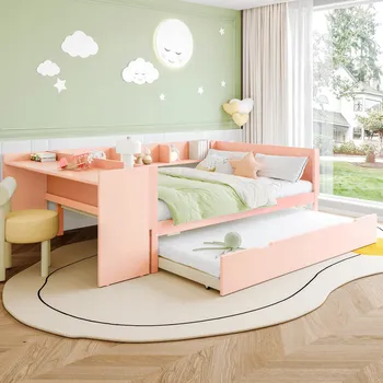 Postel Dřevěná manželská postel Arhatreya 140x200 růžová