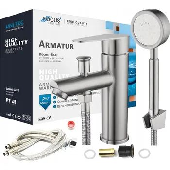 Vodovodní baterie Jednopáková vanová a sprchová baterie Focus Sanitar stříbrná