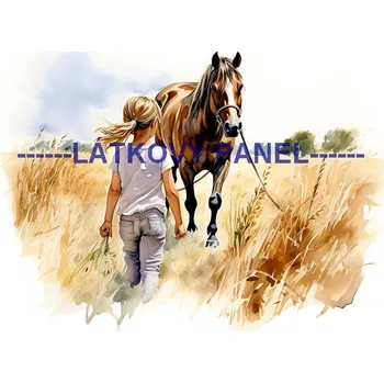 Látkový panel - Kůň a děti - KON - 110 Velikost: 15x15cm, Materiál: Kočárkovina