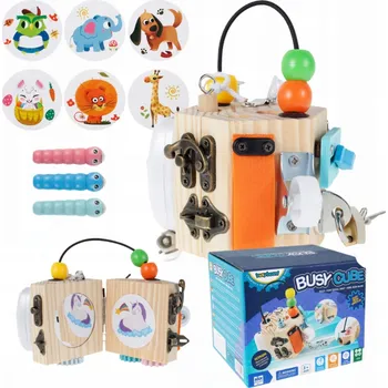 Dřevěná hračka SMYSLOVÁ KOSTKA PRO DĚTI, EDUKATIVNÍ MONTESSORI HRAČKA ZI-36