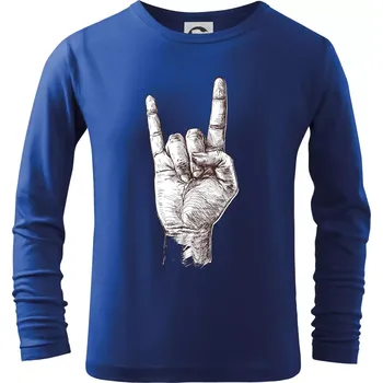 Chlapecké tričko Rocková ruka kreslená - Triko dětské Long Sleeve - 158 cm/12 let ( Královská modrá )