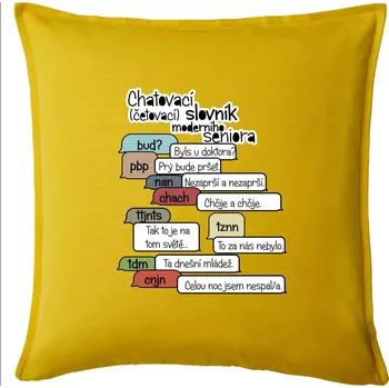 Polštář Chatovací slovník moderního seniora (Běžící češtinář) - Polštář 50x50 - 50x50 - Pouze potah ( Žlutá )