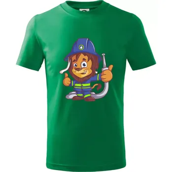 Chlapecké tričko Hasič lvíček - Tričko dětské bavlněné - 98 cm / 2 roky ( Středně zelená )