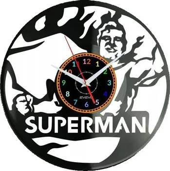 Hodiny SUPERMAN HODINY NÁSTĚNNÉ DEKORATIVNÍ MODERNÍ VINYLOVÁ DESKA VINYL JAKO DÁREK