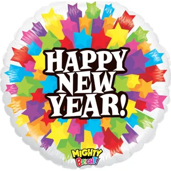 Balónek Grabo Balónek fóliový Happy New Year Barevné hvězdy 53 cm