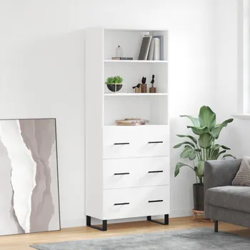 přebalovací pult a komoda Skříň highboard bílá 69,5 x 34 x 180 cm kompozitní dřevo Bílá3189405