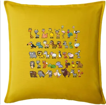 Polštář Triko plné zvířátek - Polštář 50x50 - 50x50 - Pouze potah ( Žlutá )