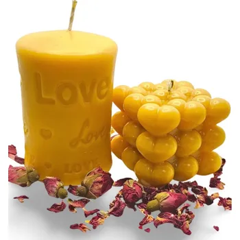 Svíčka Dekorativní svíčka z včelího vosku, přírodní Miód i Bursztyn 2 ks