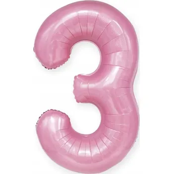 Balónek Fóliový balónek PartyPal ve tvaru číslice 3, růžový, 100 cm