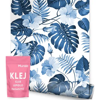 Fototapeta Tapeta Modré Listy a Květy /86630015