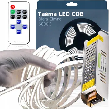LED osvětlení Sada LED Neon COB pásek 5m 6000K BÍLÁ STUDENÁ - NAPÁJECÍ ZDROJ 60W DÁLKOVÝ OVLADAČ