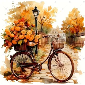 Diamantové malování 5D diamantové malování, Kolo s květinami, 20x20 cm