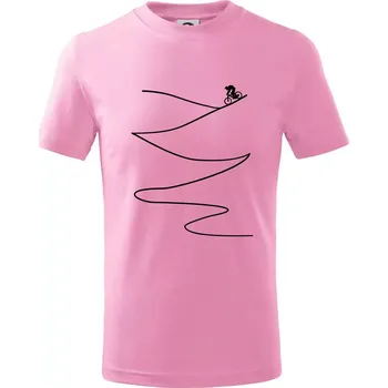 Cyklo sjezd z kopce - Tričko dětské bavlněné - 122 cm/6 let ( Růžová )