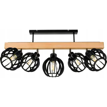 Dřevěné stropní svítidlo trám ŽÁROVKA STROPNÍ SVÍTIDLO LOFT ČERNÉ pro 5x STÍNIDLO E27