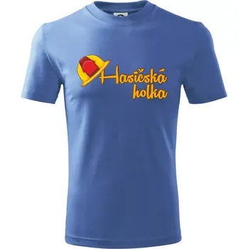 Chlapecké tričko Hasičská holka - helma - Tričko dětské bavlněné - 98 cm / 2 roky ( Azurově modrá )