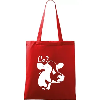 Nákupní taška Zmatená kráva - Taška bavlněná - 42 x 38 cm ( Červená )